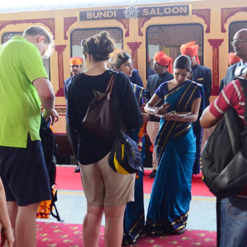 Traditional Welcome before boarding the train