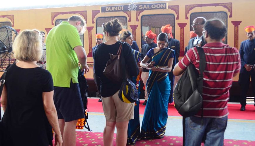 Traditional Welcome before boarding the train